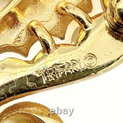 Vintage Crown Trifari Faux Pearl Rhinestone Figural Seahorse Gold Plated Brooch