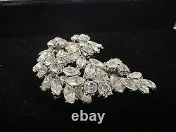 Vintage Crown Trifari Rhinestone Necklace Brooch and Earrings Set Beautiful