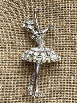 Vintage Crown Trifari Signed A. Philippe Rhinestone Ballerina Figural Brooch Pin