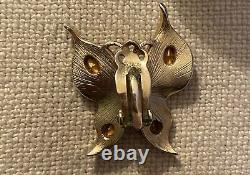 Vintage Crown Trifari Signed Butterfly Brooch & Earrings