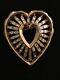 Vintage Crown Trifari Signed Rhinestone Heart Rose Gold Brooch Pin