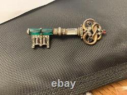 Vintage Crown Trifari Sterling Rhinestone Key Brooch Figural Pin Philippe 1940s