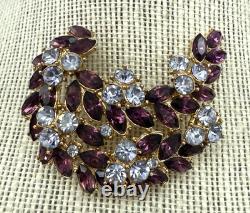 Vintage CrownTrifari Dark & Light Amethyst Rhinestone Brooch