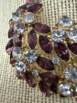 Vintage CrownTrifari Dark & Light Amethyst Rhinestone Brooch