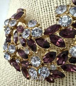 Vintage CrownTrifari Dark & Light Amethyst Rhinestone Brooch