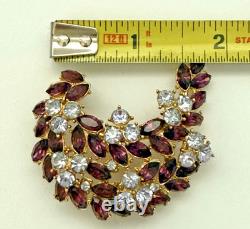 Vintage CrownTrifari Dark & Light Amethyst Rhinestone Brooch