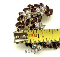 Vintage CrownTrifari Dark & Light Amethyst Rhinestone Brooch