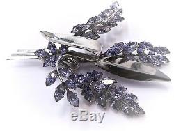 Vintage-Crystal-Rhinestone -Jewel Crest/Donald Simpson -Blue Floral Brooch