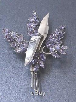Vintage-Crystal-Rhinestone -Jewel Crest/Donald Simpson -Blue Floral Brooch