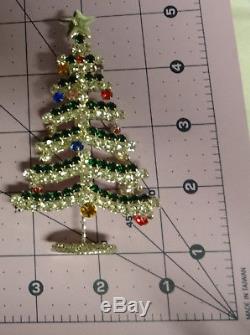 Vintage Czech Huge Charmed Rhinestone Ornaments Christmas Tree Pin Brooch