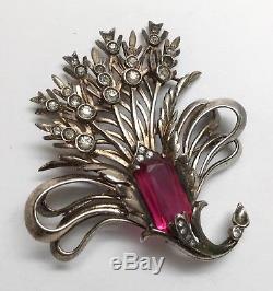 Vintage DeRosa Sterling Silver Rhinestone Bouquet Pin Brooch