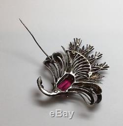 Vintage DeRosa Sterling Silver Rhinestone Bouquet Pin Brooch