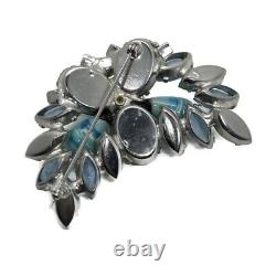 Vintage Designer Juliana D&E Blue Molded Pillow Glass Rhinestone Brooch