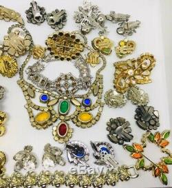 Vintage Designer Rhinestone Jewelry Lot 21 Pc Brooch Pins Bracelet Necklace Sets