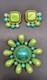 Vintage Dominique Aurientis Brooch and Earrings in Turquoise / Lime Green Pearls