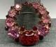 Vintage Dragon's Breath Red Pink Rhinestone Wreath Brooch Gold Tone Cabochon