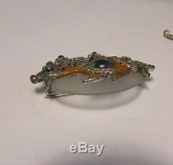 Vintage Dujay Enamel Rhinestone Fish Brooch Pin RARE 1940 Figural Collector Pc