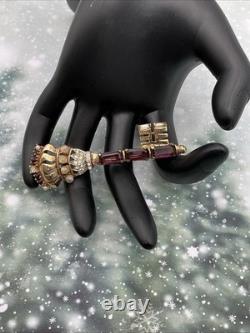 Vintage Early Trifari Brooch Pin Amethyst Rhinestones Unsigned Crown Key READ