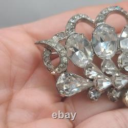 Vintage Eisenberg Brooch Rhinestone Silver Tone Signed