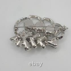 Vintage Eisenberg Brooch Rhinestone Silver Tone Signed