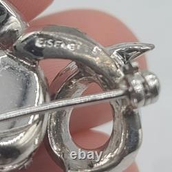 Vintage Eisenberg Brooch Rhinestone Silver Tone Signed