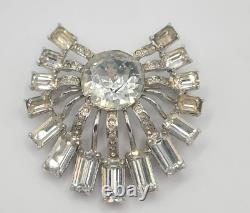 Vintage Eisenberg Ice Brooch Clear Rhinestone Starburst Pin Art Deco Style