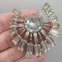 Vintage Eisenberg Ice Brooch Clear Rhinestone Starburst Pin Art Deco Style