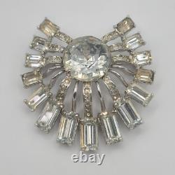 Vintage Eisenberg Ice Brooch Clear Rhinestone Starburst Pin Art Deco Style