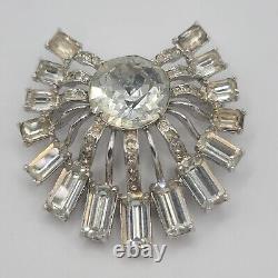 Vintage Eisenberg Ice Brooch Clear Rhinestone Starburst Pin Art Deco Style