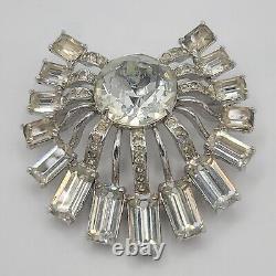 Vintage Eisenberg Ice Brooch Clear Rhinestone Starburst Pin Art Deco Style