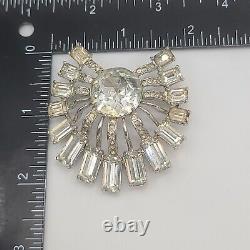 Vintage Eisenberg Ice Brooch Clear Rhinestone Starburst Pin Art Deco Style
