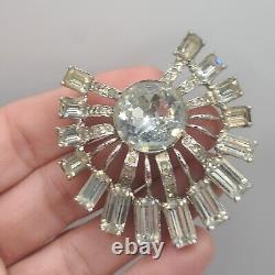 Vintage Eisenberg Ice Brooch Clear Rhinestone Starburst Pin Art Deco Style