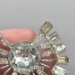 Vintage Eisenberg Ice Brooch Clear Rhinestone Starburst Pin Art Deco Style