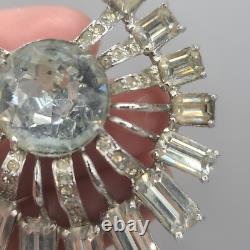 Vintage Eisenberg Ice Brooch Clear Rhinestone Starburst Pin Art Deco Style