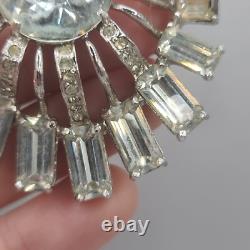 Vintage Eisenberg Ice Brooch Clear Rhinestone Starburst Pin Art Deco Style