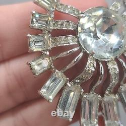 Vintage Eisenberg Ice Brooch Clear Rhinestone Starburst Pin Art Deco Style