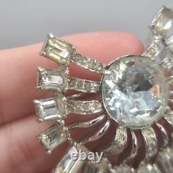 Vintage Eisenberg Ice Brooch Clear Rhinestone Starburst Pin Art Deco Style
