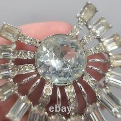 Vintage Eisenberg Ice Brooch Clear Rhinestone Starburst Pin Art Deco Style