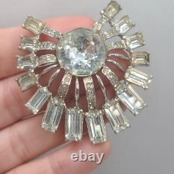 Vintage Eisenberg Ice Brooch Clear Rhinestone Starburst Pin Art Deco Style
