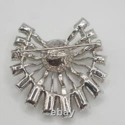 Vintage Eisenberg Ice Brooch Clear Rhinestone Starburst Pin Art Deco Style