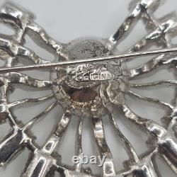 Vintage Eisenberg Ice Brooch Clear Rhinestone Starburst Pin Art Deco Style