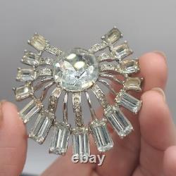 Vintage Eisenberg Ice Brooch Clear Rhinestone Starburst Pin Art Deco Style