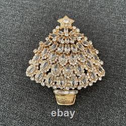Vintage Eisenberg Ice Christmas Tree Brooch Clear Rhinestones Pin Stunning-box