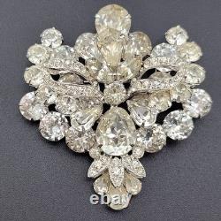 Vintage Eisenberg Ice White Rhinestone Crystal 2.25 Statement Brooch Pin