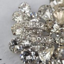 Vintage Eisenberg Ice White Rhinestone Crystal 2.25 Statement Brooch Pin