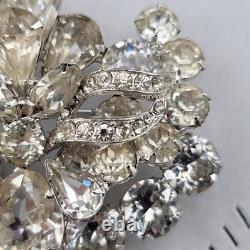 Vintage Eisenberg Ice White Rhinestone Crystal 2.25 Statement Brooch Pin