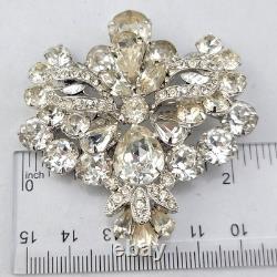 Vintage Eisenberg Ice White Rhinestone Crystal 2.25 Statement Brooch Pin