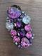 Vintage Eisenberg Original Dress Clip Brooch Pink & Purple Rhinestones