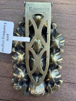Vintage Eisenberg Original Dress Clip Brooch Pink & Purple Rhinestones