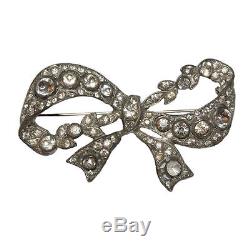 Vintage Eisenberg Original Lrg Rhinestone Studded Bow Brooch Pin